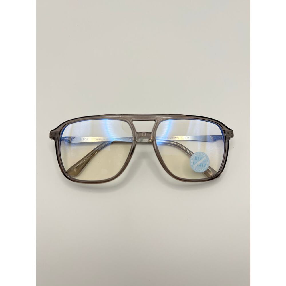 Baylor Aviator Glasses Clear Gray Frames Blue Light Blocking Eyeglasses New - Picture 3 of 6